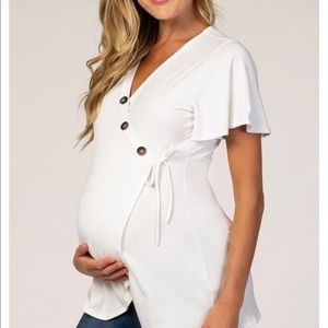 PinkBlush White Button Wrap Maternity/Nursing Top